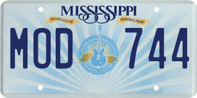 MS license plate MOD744