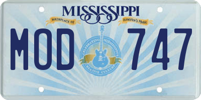 MS license plate MOD747