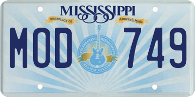 MS license plate MOD749