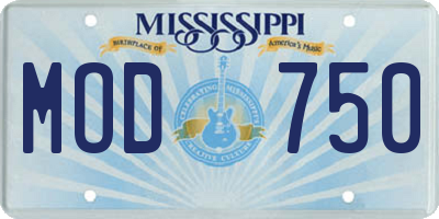 MS license plate MOD750