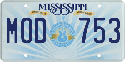 MS license plate MOD753