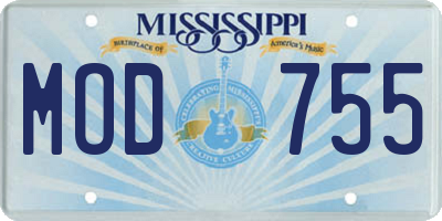 MS license plate MOD755