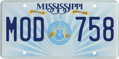 MS license plate MOD758