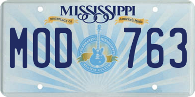 MS license plate MOD763