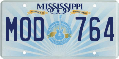 MS license plate MOD764