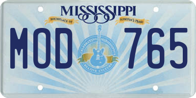 MS license plate MOD765