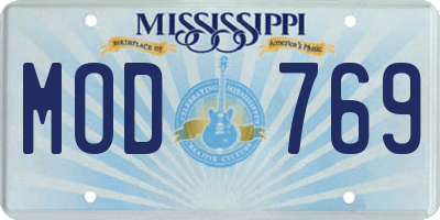 MS license plate MOD769