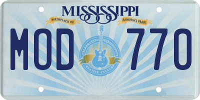MS license plate MOD770