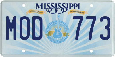 MS license plate MOD773
