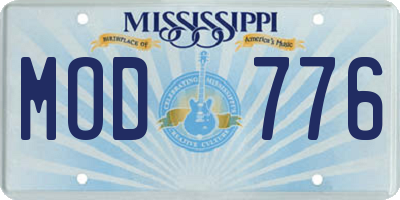 MS license plate MOD776