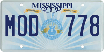 MS license plate MOD778