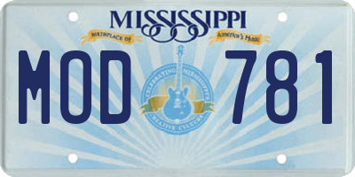 MS license plate MOD781