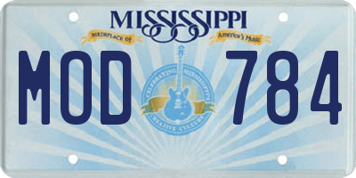 MS license plate MOD784