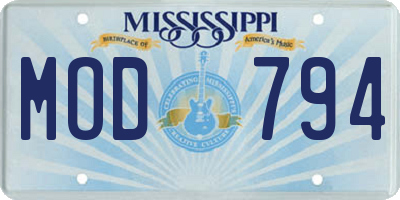 MS license plate MOD794