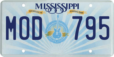 MS license plate MOD795