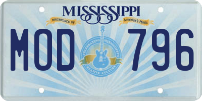 MS license plate MOD796