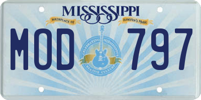 MS license plate MOD797