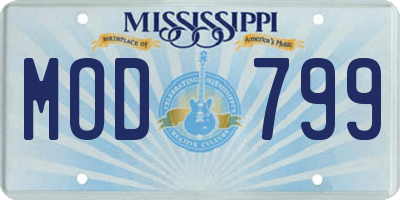 MS license plate MOD799