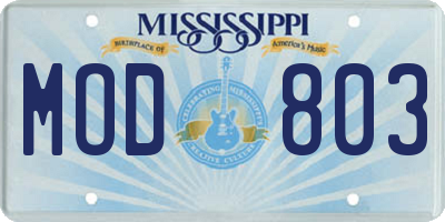 MS license plate MOD803