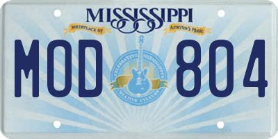 MS license plate MOD804