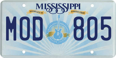 MS license plate MOD805
