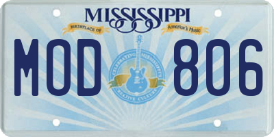 MS license plate MOD806