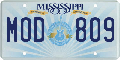 MS license plate MOD809