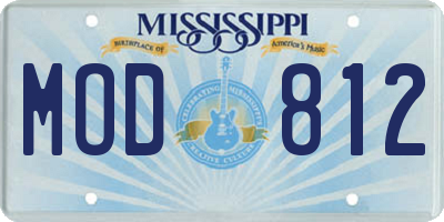MS license plate MOD812