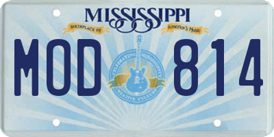 MS license plate MOD814