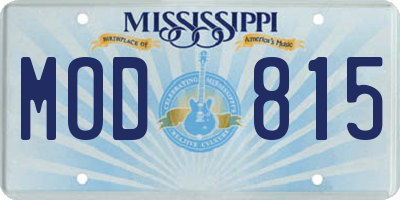 MS license plate MOD815