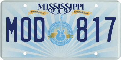 MS license plate MOD817