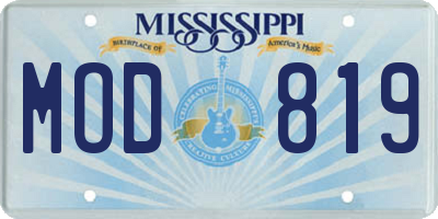 MS license plate MOD819