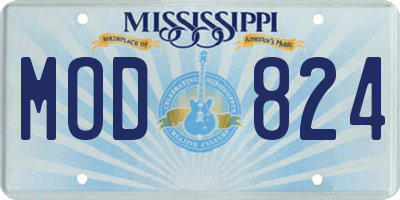 MS license plate MOD824