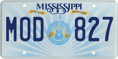 MS license plate MOD827