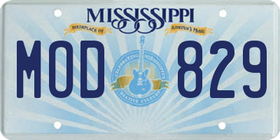 MS license plate MOD829