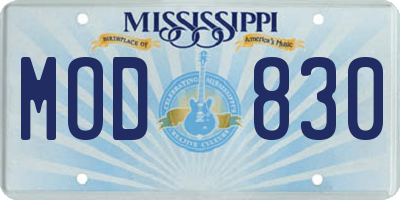 MS license plate MOD830