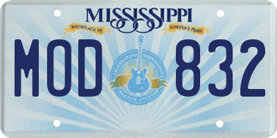 MS license plate MOD832