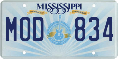 MS license plate MOD834