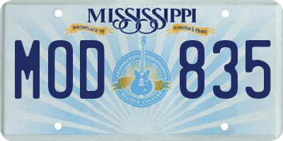 MS license plate MOD835