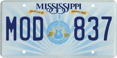 MS license plate MOD837