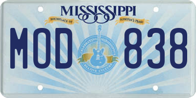 MS license plate MOD838