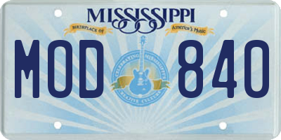 MS license plate MOD840