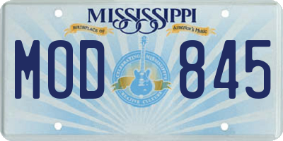 MS license plate MOD845