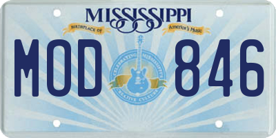 MS license plate MOD846