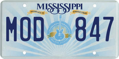 MS license plate MOD847