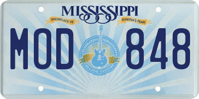 MS license plate MOD848