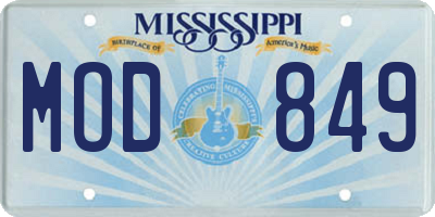 MS license plate MOD849