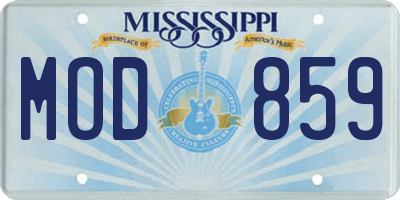 MS license plate MOD859