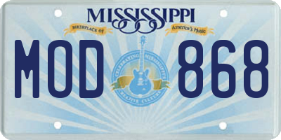 MS license plate MOD868