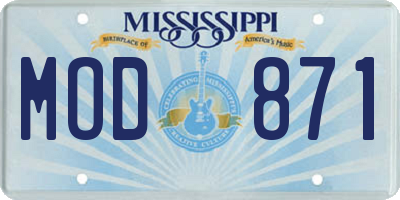 MS license plate MOD871